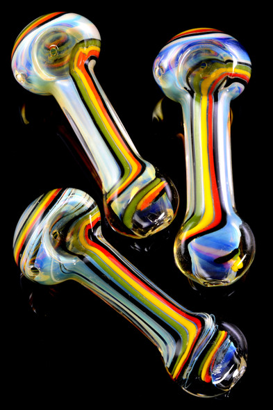 Color Changing Rasta Striped Glass Pipe - P1900
