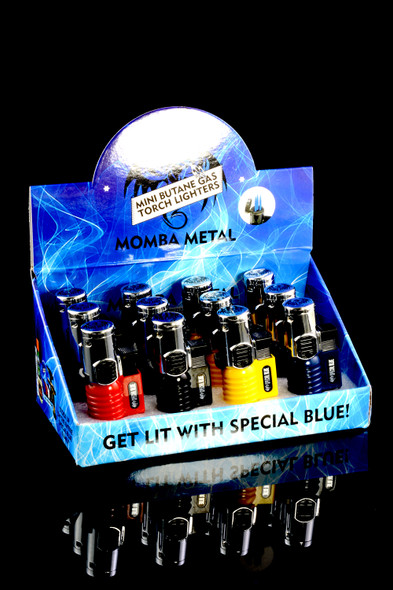 12 Pc Special Blue Momba Metal Torch Lighter Display - L0203