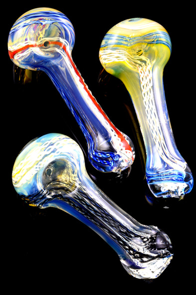 Color Changing Striped Glass Pipe - P1937