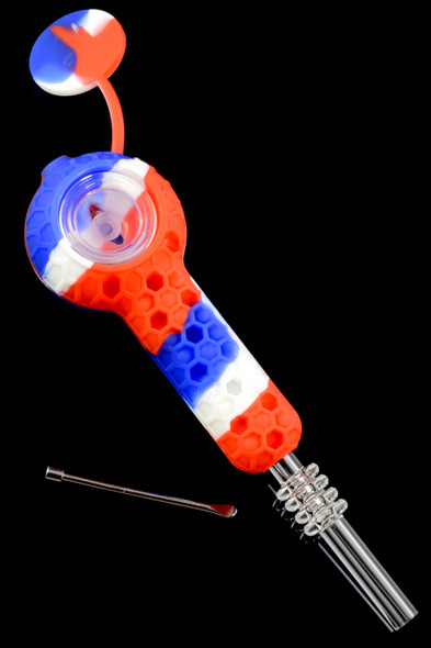 Colorful Silicone 2 in 1 Nectar Straw Hand Pipe - P1949
