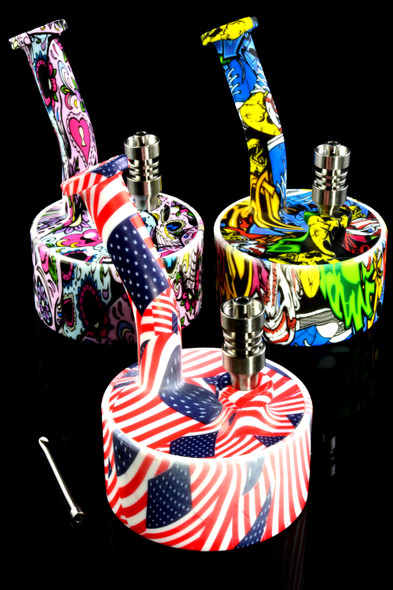 Colorful 2 Part Silicone Decal Dab Rig - WP1880