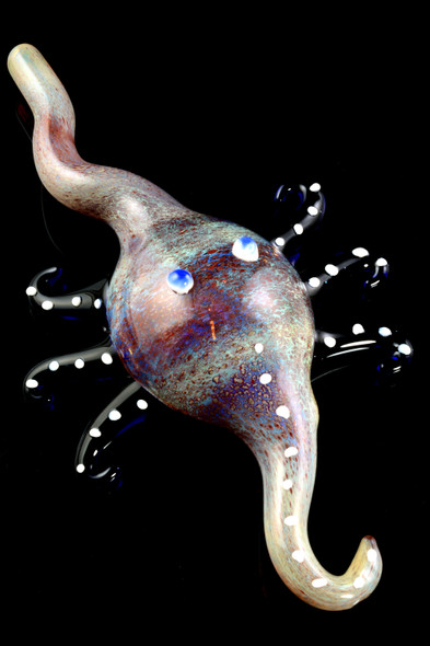 Silver Fumed Frit Octopus Glass Pipe - AP248