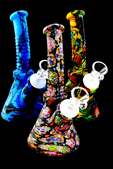 Small Decal Print Silicone Water Pipe - WP1916