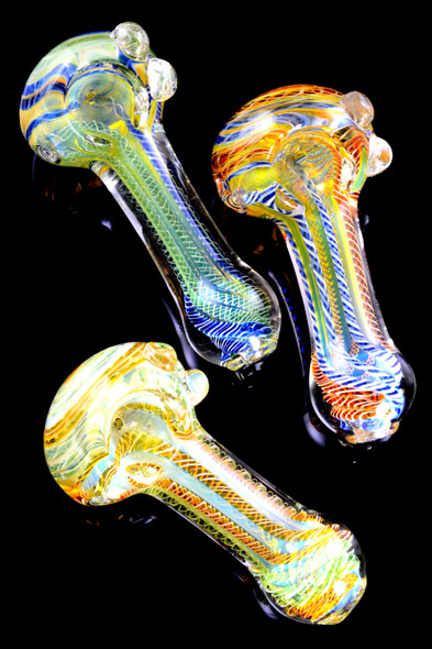 Color Changing Striped Glass Pipe - P2015