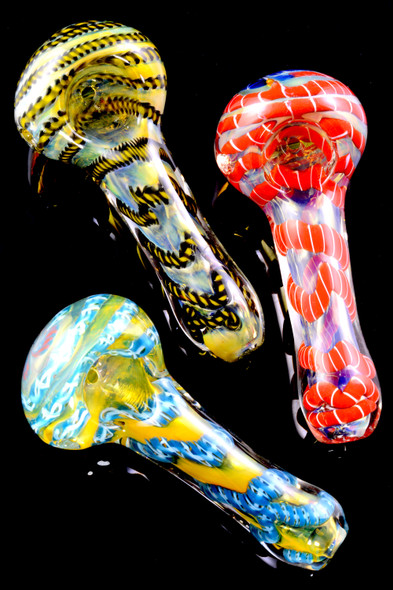 Color Changing Spiral Striped Glass Pipe - P2167
