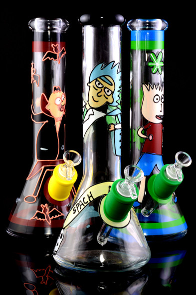 Large Thick Hand Painted Glass Beaker Water Pipe - WP2143