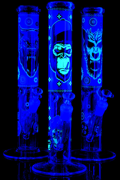 (US Made) Large GoG Glow in the Dark Decal Straight Shooter Water Pipe - WP2281