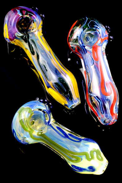 Thick Colorful Striped Color Changing Glass Pipe - P2275