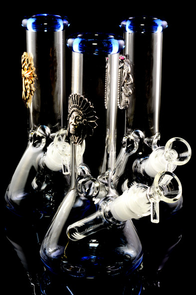 Small Glass on Glass Beaker Water Pipe with Character Design - WP2308