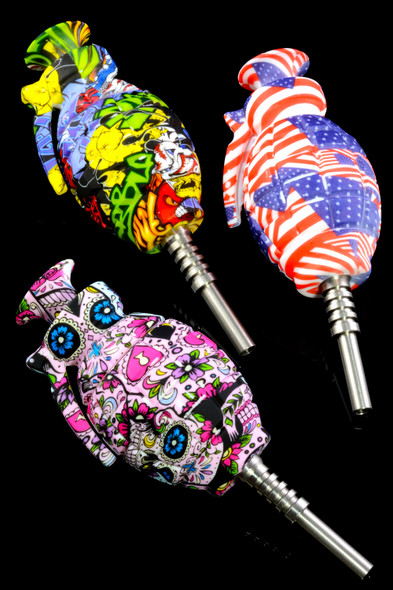 Decal Print Grenade Silicone Nectar Collector Kit - B1227