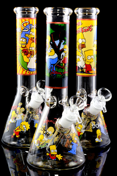 Small Glass on Glass Decal Beaker Water Pipe with Ice Pinch - WP2324