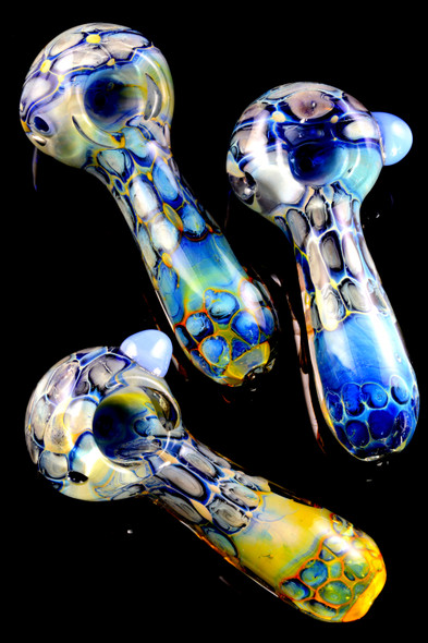 Thick Silver Fumed Color Changing Bubble Glass Pipe - P2300