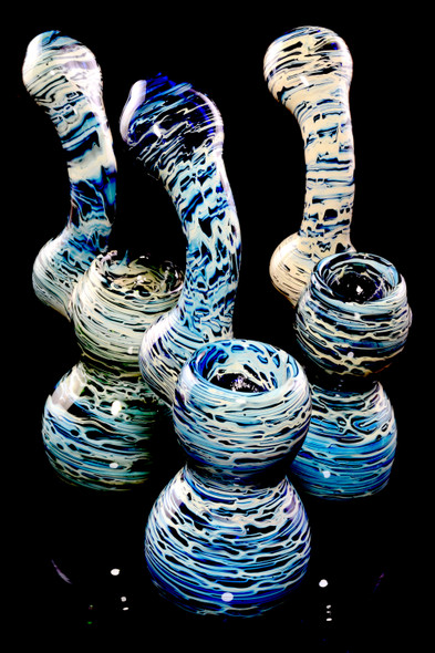Small Color Changing Silver Fumed Glass Sherlock Bubbler - B1234