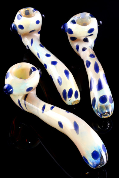 Color Changing Silver Fumed Dotted Sherlock Glass Pipe - P2319