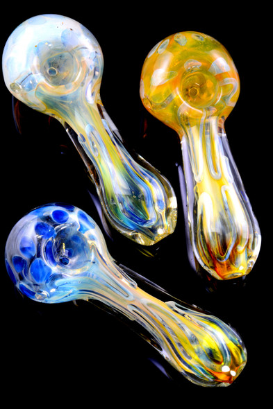 Thick Color Changing Bubble Stripe Glass Pipe - P2322
