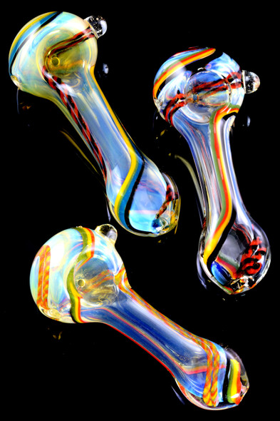 Color Changing Multicolor Striped Glass Pipe - P2325