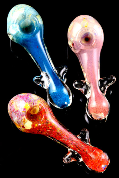 Color Changing Silver Fumed Frit Glass Pipe - P2340