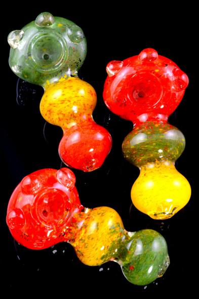 Extra Thick Rasta Frit Glass Pipe - P2345