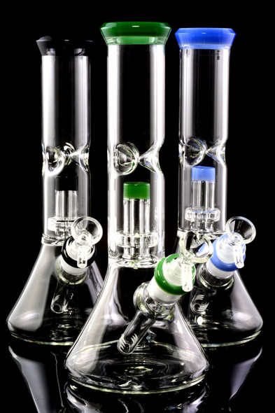 Medium Glass on Glass Beaker Water Pipe with Dome Showerhead Perc - WP2347