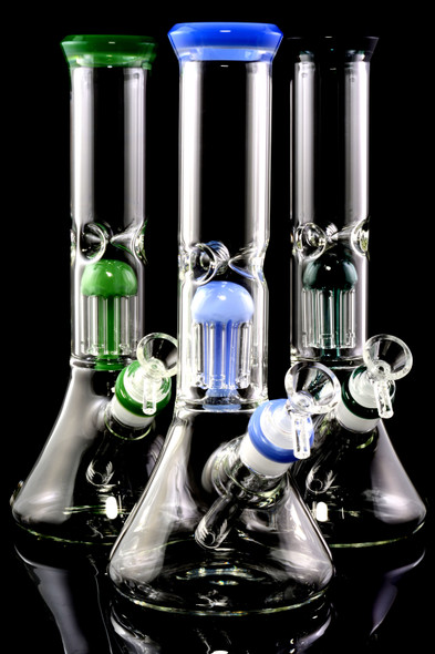 Medium Glass on Glass Beaker Water Pipe with Tree Perc - WP2348