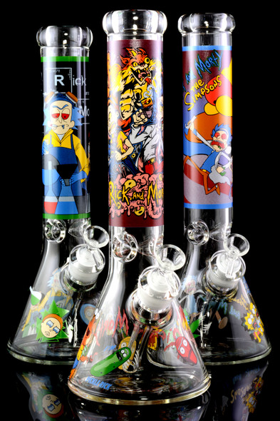 Large 7mm Thick GoG R&M Decal Beaker Water Pipe - WP2358