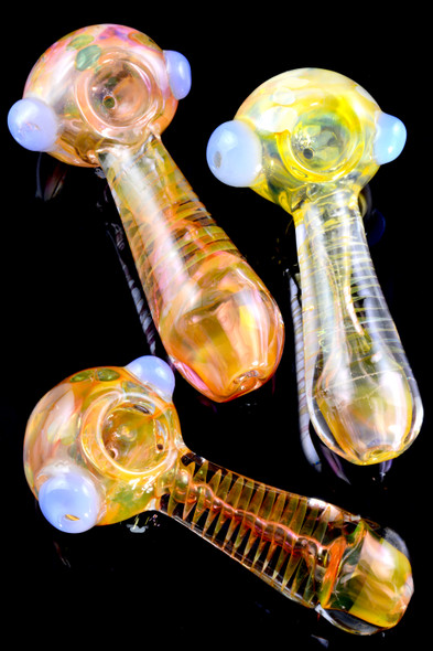 Thick Gold Fumed Color Changing Spiral Glass Pipe - P2390