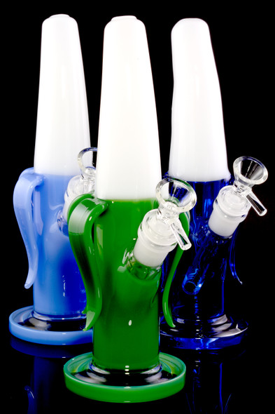 Medium Colored Glass on Glass Banana Water Pipe - WP2414