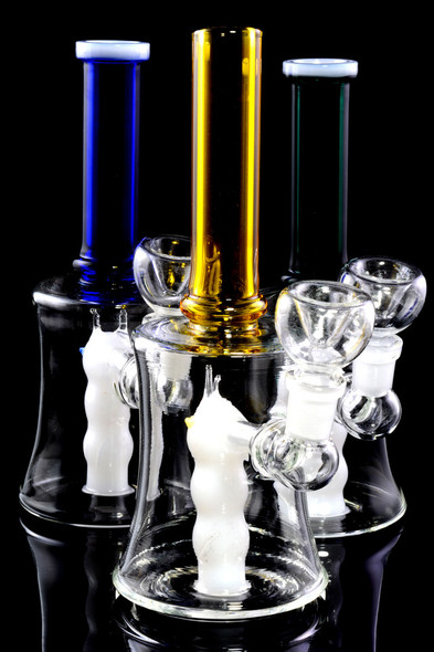 Small Glass on Glass Stemless Water Pipe with Character Perc - WP2457