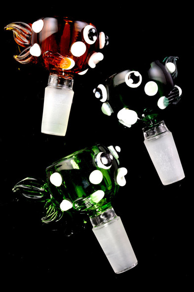 14.5mm Male Colored Glass on Glass Fish Bowl - BS735