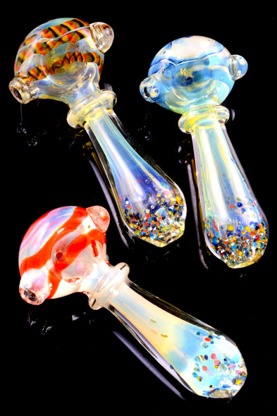 Color Changing Confetti Frit Multicolor Striped Glass Pipe - P2429