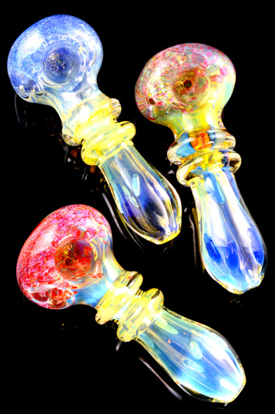 Thick Colorful Frit Color Changing Ring Glass Pipe - P2436