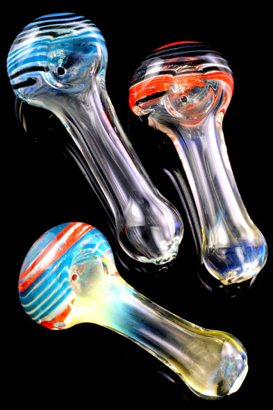 Multicolor Spiral Striped Glass Pipe - P2440