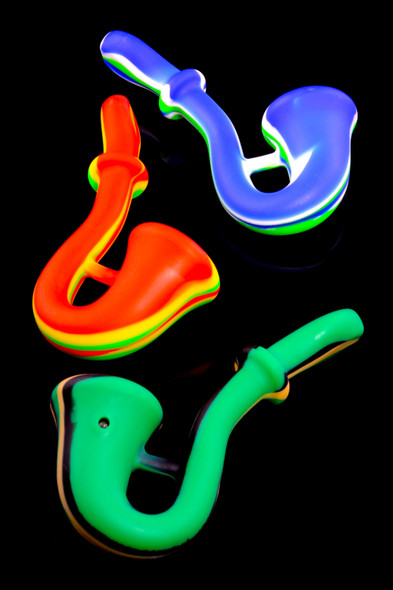 Colorful Silicone Sherlock Hand Pipe with Glass Bowl - P2466