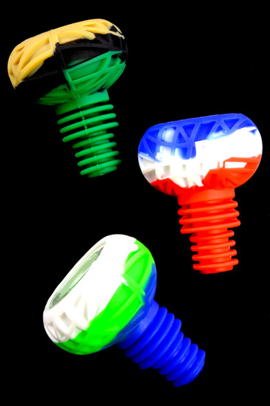 Dual Size Webbed Male Silicone Bowl with Glass Insert - BS738