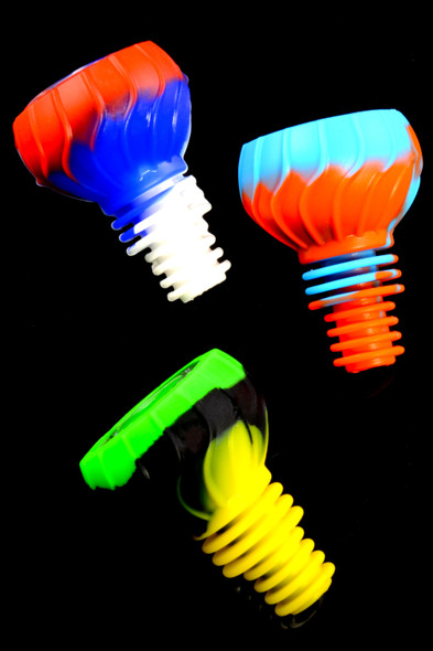 Dual Size Wavy Textured Male Silicone Bowl with Glass Insert - BS739