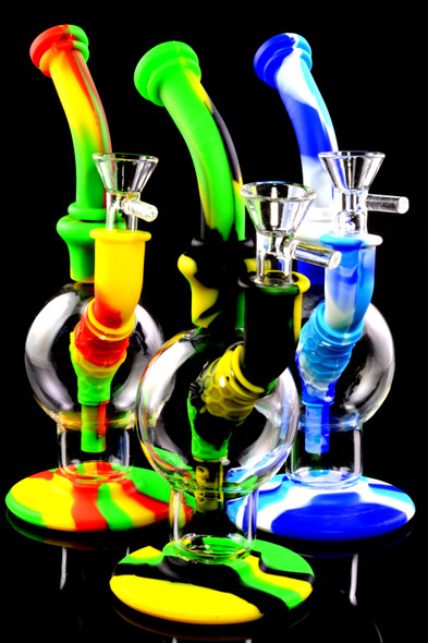 Small Colorful Silicone Water Pipe with Glass Chamber - WP2472