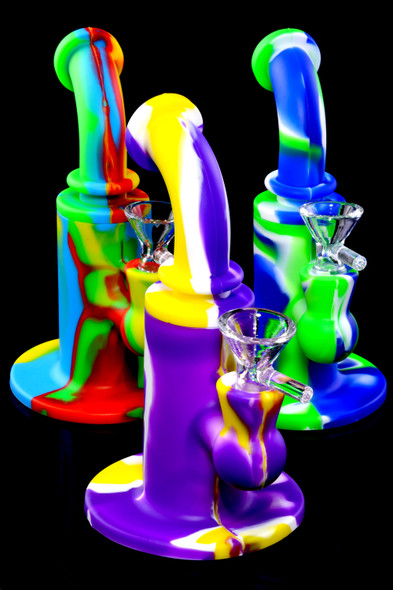Small Bent Neck Straight Shooter Silicone Water Pipe - WP2474