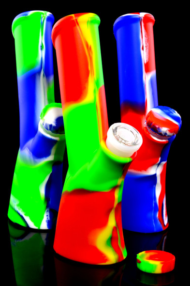 Small Colorful Rifle Stock Silicone Bubbler Water Pipe - B1273