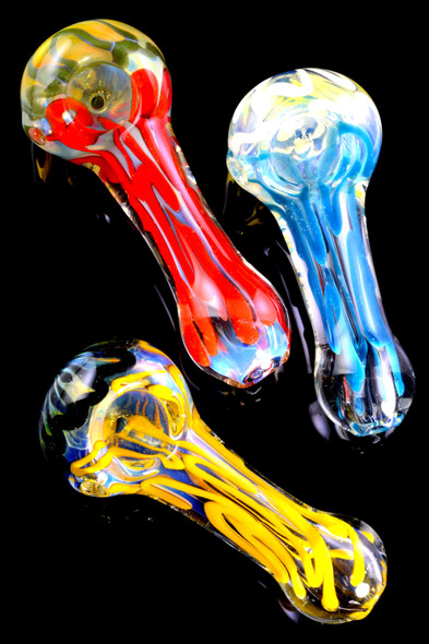 Color Changing Multicolor Striped Glass Pipe - P2476