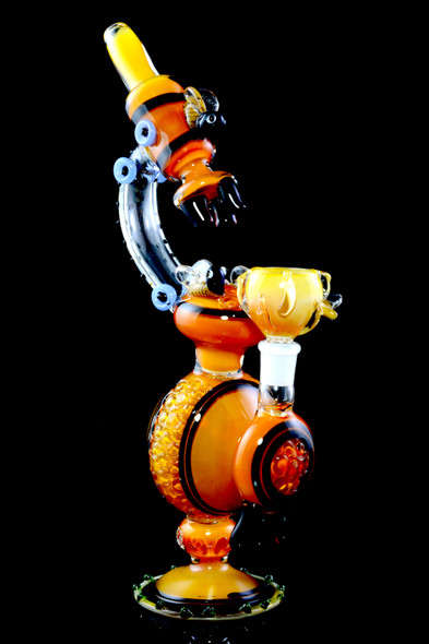Medium Gold Fumed Color Changing Glass on Glass Beehive Microscope Water Pipe - WP2531