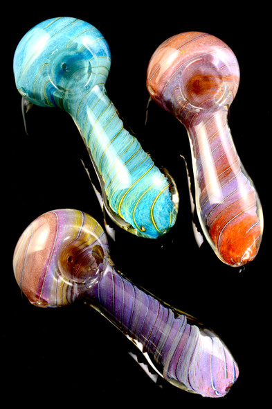 Color Changing Silver Fumed Frit Glass Pipe - P2514