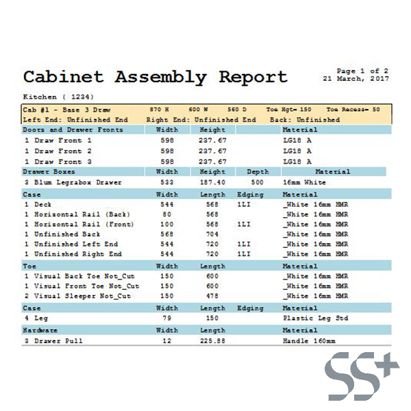 Report Cabinet Assembly by Material