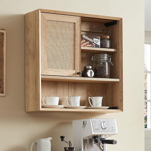 Hand-Woven Rattan Wall Storage Cabinet, 24in Modern Medicine Cabinet with Adjustable Shelves & Sliding Door, Floating Bathroom Cabinet Wall Mount for Kitchen, Dining Room, or Other Wall Space. Hand-Woven Rattan Wall Storage Cabinet, 24in Modern Medicine Cabinet with Adjustable Shelves & Sliding Door, Floating Bathroom Cabinet Wall Mount for Kitchen, Dining Room, or Other Wall Space.