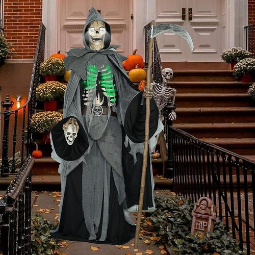 8.5Ft Halloween Animatronic Reaper|Halloween Decorations Outdoor Scary| Glowing Chest and Eyes| Moving Arm Motions | Speaks Chilling Phrases. 8.5Ft Halloween Animatronic Reaper|Halloween Decorations Outdoor Scary| Glowing Chest and Eyes| Moving Arm Motions | Speaks Chilling Phrases.
