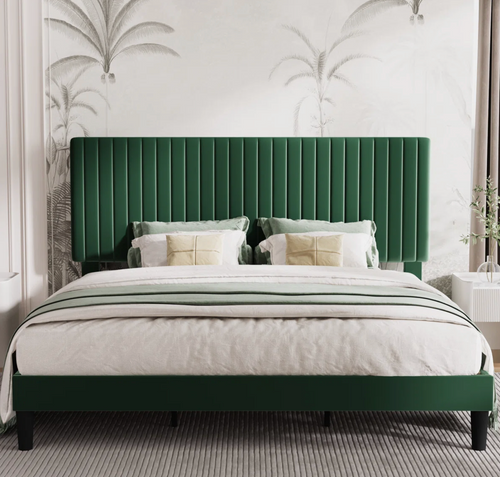 Dunphy Upholstered Platform Bed with Adjustable Headboard. king size.