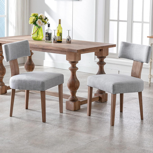Linen Dining Chairs Set of 2 Modern Dining Chair with Wood Legs, Upholstered Dining Chairs for Dining Room, Kitchen, Vanity, Living Room, Grey.