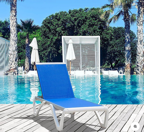 Armless Outdoor Chaise Lounge, blue.