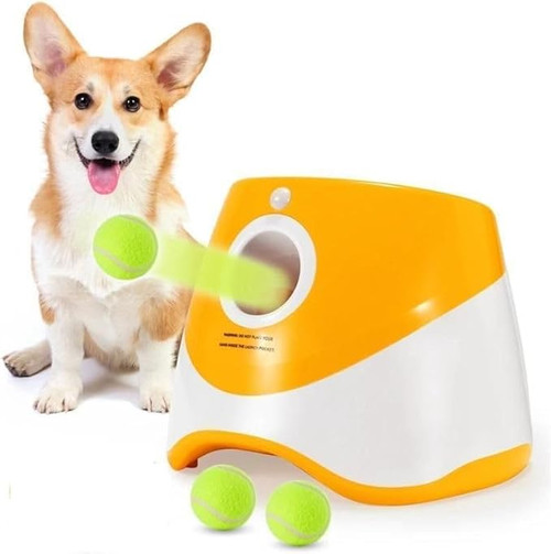 Automatic Dog Ball Launcher, Interactive Dog Ball Launcher with 3 Mini Tennis Balls, Suitable for Small and Medium-Sized Dogs (Orange (with 3 Balls)). Automatic Dog Ball Launcher, Interactive Dog Ball Launcher with 3 Mini Tennis Balls, Suitable for Small and Medium-Sized Dogs (Orange (with 3 Balls)).