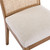 Upholstered Dining Chairs with Square Rattan Back, Armless Padded Linen Cushion Dining Chairs with Wood Legs for Dining Room, Kitchen, Set of 2, Natural Frame.