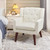 Accent Chair Button-Tufted Upholstered Living Room Chairs Comfy Reading Mid Century Modern with Linen Fabric Lounge Arm for Bedroom (Beige) 29.33D x 28.94W x 34.65H Inch.  (Already assembled)